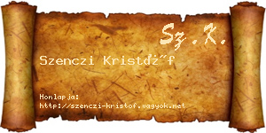 Szenczi Kristóf névjegykártya