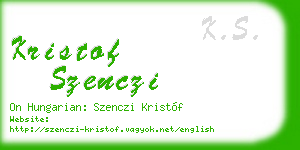 kristof szenczi business card